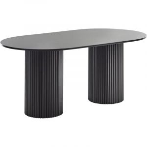 Beliani Table de Repas Ovale 180 x 100 cm en MDF et Bois d'Hévéa Noir Sheridan