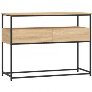 VidaXL Table Console, Table d'Entrée avec Rangement, Table de Couloir, Table d'Appoint Salon Salle de Séjour Maison Intérieur, Industriel, Chêne Sonoma Bois d'Ingénierie