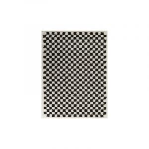 Décoweb Tapis damier à poils longs - Colorama - Noir et blanc - 120 x 170 cm