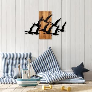 Wallity Accessoire mural élégant et décoratif en bois, 58 x 84 cm, 100% bois et métal, noyer et noir, design unique, parfait pour la décoration intérieure, 3,35 kg