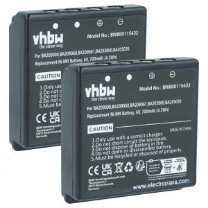 Vhbw 2x Batterie compatible avec HBC Spectrum A, 1, B, 2 op&eacute;rateur t&eacute;l&eacute;commande industrielle (700mAh, 6V, NiMH)