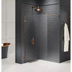 Paroi de douche &agrave; l'italienne 60 cm cuivre bross&eacute; TAHITI COPPER BRUSHED