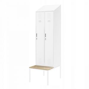 Casier vestiaire avec banc et auvent KACPER II PRO, 600 x 2295 x 850 mm, blanche