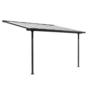 Habrita Toit terrasse ALUMINIUM avec rideau d'ombrage extensible - Surface 9,21 m² - gris anthracite
