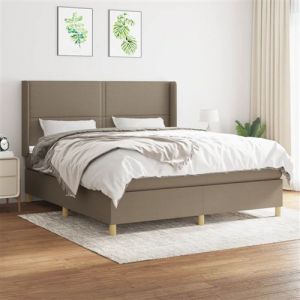 VidaXL Sommier à Lattes de Lit avec Matelas, Lit Rembourré, Lit Double, Lit Adulte de Chambre à Coucher Intérieur, Moderne, Taupe 160x200 cm Tissu 3131925