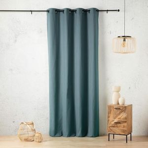 LINDER Rideau Toile Effet Lin tiss&eacute; - Tiss&eacute; et Teint en France - Coloris Bleu Denim - Dimensions 135x260cm - 60% Polyester 40% Coton - Collection Toile Aspect Lin