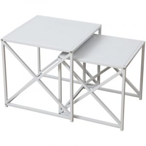 SVITA GEMO end table d'appoint lot de 2 table basse table de salon table en métal blanc