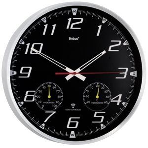 Image de Mebus Horloge murale radiopilotée avec capteur thermo/hygro