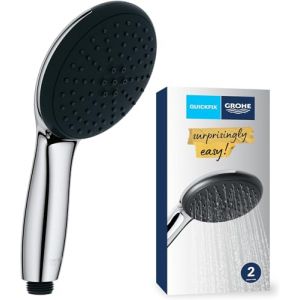 Grohe Vitalio Start 110, Pommeau de Douche 11cm 2 jets (Pluie/Stimulant), Procédé anti-calcaire, Système de montage universel, Chromé, 26948001