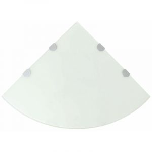 VidaXL &Eacute;tag&egrave;re de coin avec supports chrom&eacute;s Verre Blanc 45 x 45 cm