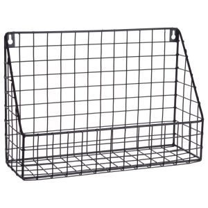 Wadiga Étagère murale en métal noir filaire 35x10x23cm