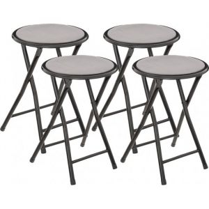 Atmosphera Tabouret pliant en velours "Mélissa" - Gris - Par 4
