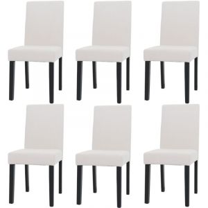 Décoshop26 Lot de 6 chaises de salle à manger dossier haut en tissu velours côtelé crème pieds en bois foncés 040007640