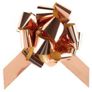 Ruedelafete Sachet de 5 GRANDS noeuds métallisés, Rose Gold brillant