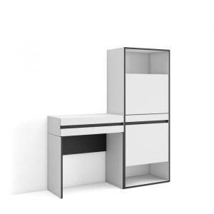 Skraut Home - Table Console d'Entr&eacute;e, Grand espace de rangement, 130x145x35 cm, Avec tiroir, Meuble &agrave; Chaussures, Style moderne, Blanc