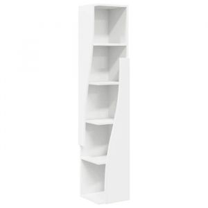 VidaXL Cabinet dangle moderne - Blanc - Bois ding&eacute;nierie - 275x27x140 cm - 4 &eacute;tag&egrave;res - Forme trap&eacute;zo&iuml;dale