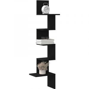 VidaXL Tagère d'angle murale noir 32x32x127,5 cm bois d'ingénierie