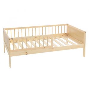 Ml-design - Lit d'enfant Simple 80x160 cm, Naturel, en Bois de Pin, avec Sommier à Lattes et Protection contre les Chutes, Livré sans Matelas, Cadre