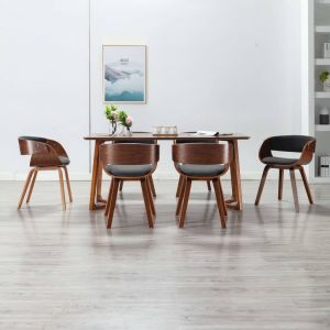 VidaXL Chaises de Salle à Manger Bois Courbé et Tissu Gris 6 pcs
