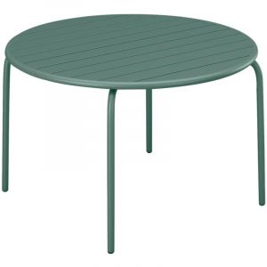 Table ronde de jardin D.130 cm en m&eacute;tal - Vert amande - MIRMANDE de MYLIA