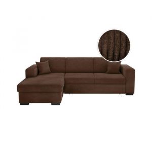 Loungitude Canapé d'angle fuji xl convertible avec coffre en velours côtelé - Angle gauche - Marron - Marron