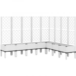 VidaXL Jardini&egrave;re avec Treillis, Lit Sur&eacute;lev&eacute;, Bac &agrave; Fleurs, Pot de Plantes, Bo&icirc;te &agrave; Fleurs Jardin Patio Terrasse Ext&eacute;rieur, Blanc PP