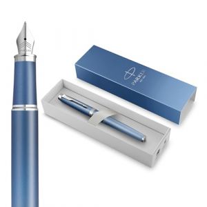 Parker Stylo plume IM Writing Rituals | Bleu paisible avec dégradé | Finitions chrome | Plume fine | Encre bleue | Coffret cadeau