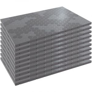 Intec Lot de 10 Dalles de sol Clipsables Grises 116x76x3 cm Rectangulaire Polypropylène Revêtement de Sol 7.69m2
