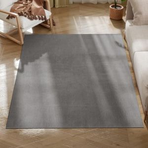 Homcom Tapis Salon 160 x 120 cm Tapis &agrave; Poils Longs, Lavable en Machine, antid&eacute;rapant, en Fausse Fourrure, pour Salon, Chambre &agrave; Coucher, Bureau, Gris Clair
