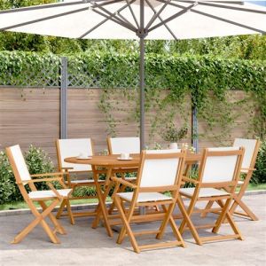 VidaXL Chaises de jardin pliantes lot de 6 tissu et bois massif, siège de jardin, chaise de patio, chaise à manger de jardin, siège d’extérieur 3214575