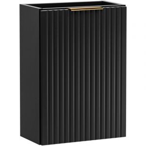 Furnidea - Meuble lave main &agrave; suspendre ADEL NOIR 40 cm - Une porte - Fa&ccedil;ades rainur&eacute;es