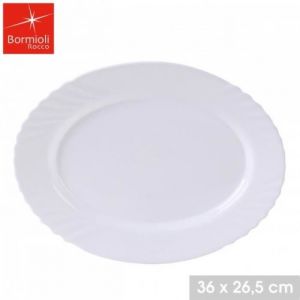 Bormioli Rocco Plat de Service Ovale 36 cm Crustacés (lot de 6 ) Assiette blanche à Poissons – L.36 x l.24 x H.2 cm