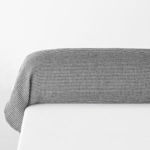 Taie de traversin lin lavé, Linot Vichy Vichy Noir Taille 85x185 cm
