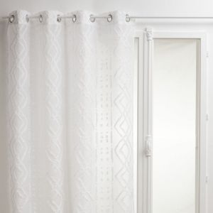 Atmosphera Voilage Jacquard Sama tamisant 140 x 240 cm Couleur: Blanc - Blanc