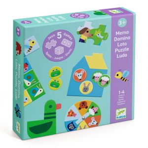 Djeco JEUX EDUCATIFS - MÉMOS, LOTOS, DOMINOS : À la ferme - 5 JEUX
