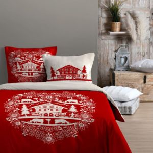 Parure housse de couette valloire rouge 240 x 220 cm &ndash; 100 % coton