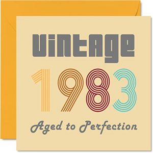 Cartes d'anniversaire 41 ans pour homme et femme – Vintage 1983 Aged To Perfection – Carte d'anniversaire amusante pour elle et lui, 145 mm x 145 mm pour meilleure amie, maman, papa, frère, sœur,