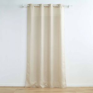 Douceur d'intérieur, Rideau à Oeillets (140 x 260 cm) Zeline Naturel, Polyester Uni et Fils Métallisés
