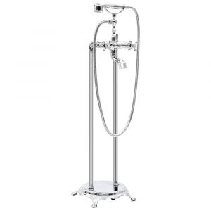 Robinet de baignoire salle de bain sur pied acier inoxydable 99,5 cm argenté 02_0003478
