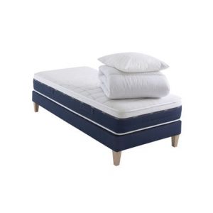Someo Ensemble matelas ressorts et mémoire de forme, sommier, pieds, couette et oreiller Rêve 600 140x190 - Blanc