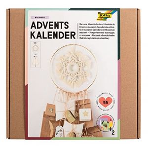 Folia 9386 Kit de bricolage pour créer un calendrier de l'Avent personnalisé avec élément en macramé tendance Multicolore