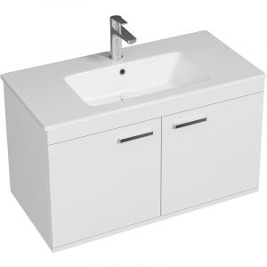 Saniverre - rubite Meuble salle de bain simple vasque 2 portes largeur 90 cm Blanc