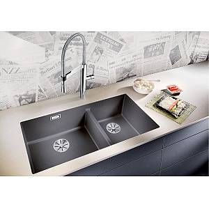 Blanco Subline 480 / 320-U Silgranit Anthracite Cuve Double Bonde Manuelle