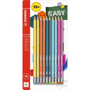 Image de Stabilo Blister x 10 crayons graphite pencil 160 bout gomme HB - 5 coloris assortis