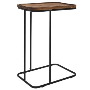 The home deco factory Bout De Canap&eacute; Rectangulaire En Acacia Et M&eacute;tal Visby - Marron Et Noir