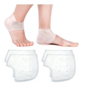 2 Paires Protège-Talons En Gel Semelles Coussinets De Talon En Gel Respirant Manches De Pied Arrière Protecteurs De Fasciite(Blanc)