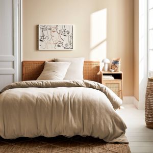 Parure de lit gaze de coton beige 260 x 240cm