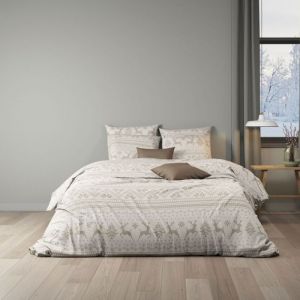 Terre de Nuit Parure de lit 200x200 flanelle &eacute;cru Flocon