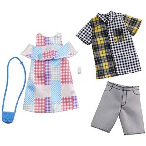 Mattel Plaid Fashion - 2 Mode Set & Ken GHX72 - Vêtements de Poupée
