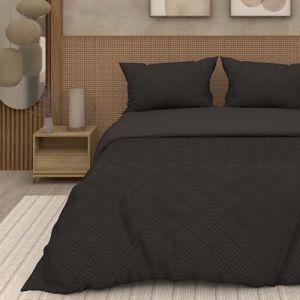 Intemporel Parure Housse de Couette 3D Microfibre 260x240 cm Gaia Noir, par Soleil d'Ocre